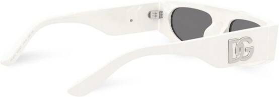 Dolce & Gabbana Eyewear Cross zonnebril met rechthoekig montuur Wit