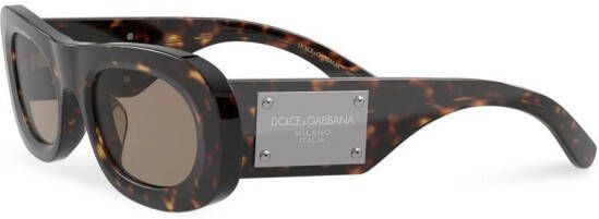 Dolce & Gabbana Eyewear Zonnebril met rechthoekig montuur Bruin