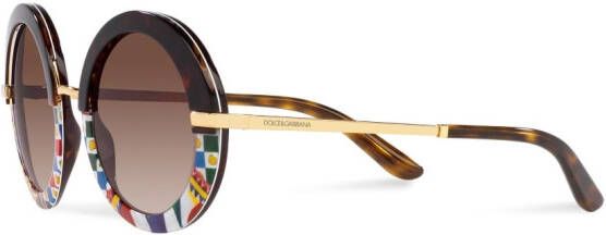 Dolce & Gabbana Eyewear Zonnebril met rond montuur Bruin