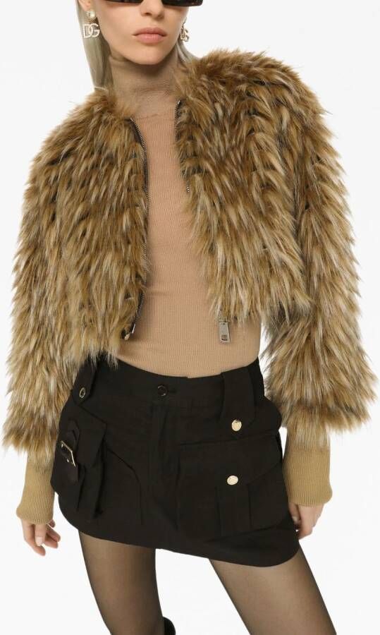 Dolce & Gabbana faux-fur cropped jacket Bruin