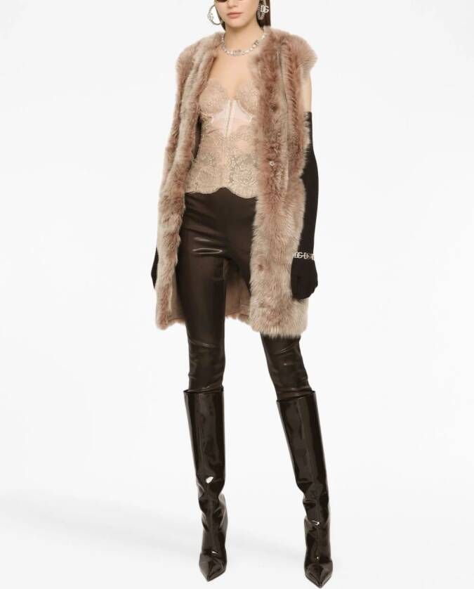 Dolce & Gabbana faux-fur sleeveless coat Bruin
