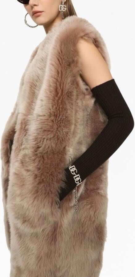 Dolce & Gabbana faux-fur sleeveless coat Bruin