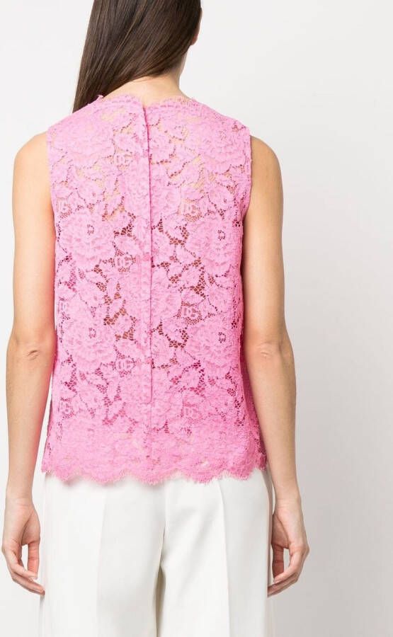 Dolce & Gabbana Top met bloemenkant Roze