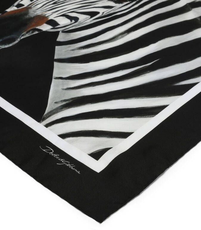 Dolce & Gabbana Twill sjaal met zebraprint Zwart