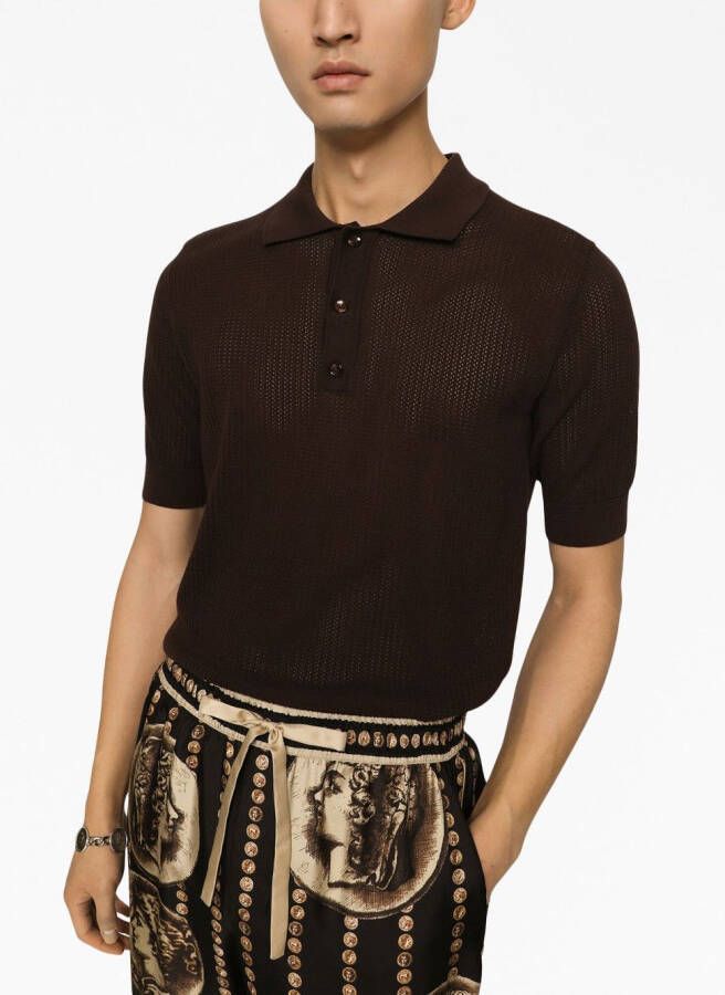 Dolce & Gabbana Gebreid poloshirt Bruin