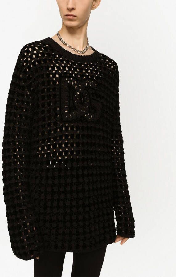 Dolce & Gabbana Gehaakte trui met DG-logo Zwart