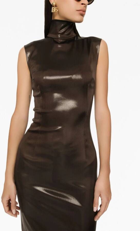 Dolce & Gabbana Geplooide jurk Bruin