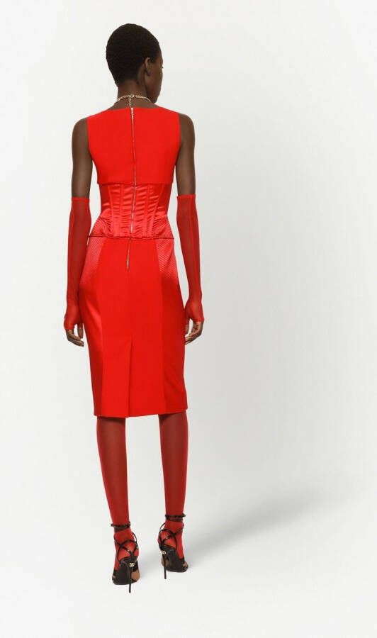 Dolce & Gabbana Satijnen midi-jurk met korsetdetail Rood