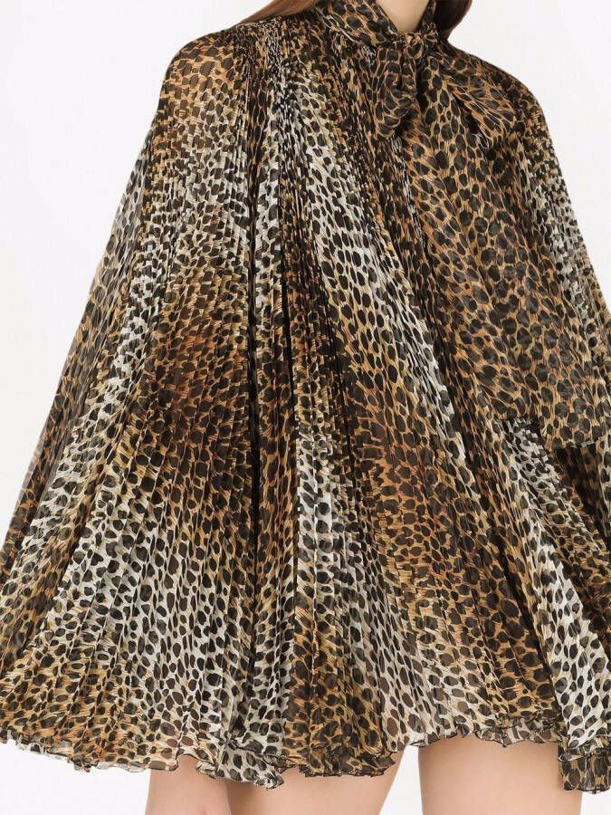 Dolce & Gabbana Geplooide mini-jurk Bruin