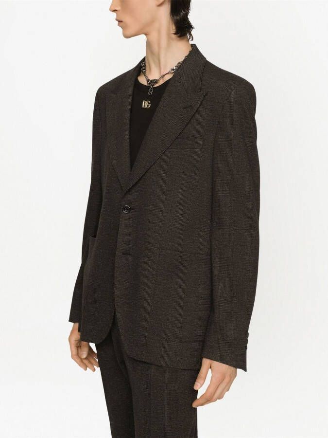 Dolce & Gabbana Geruite blazer met enkele rij knopen Grijs