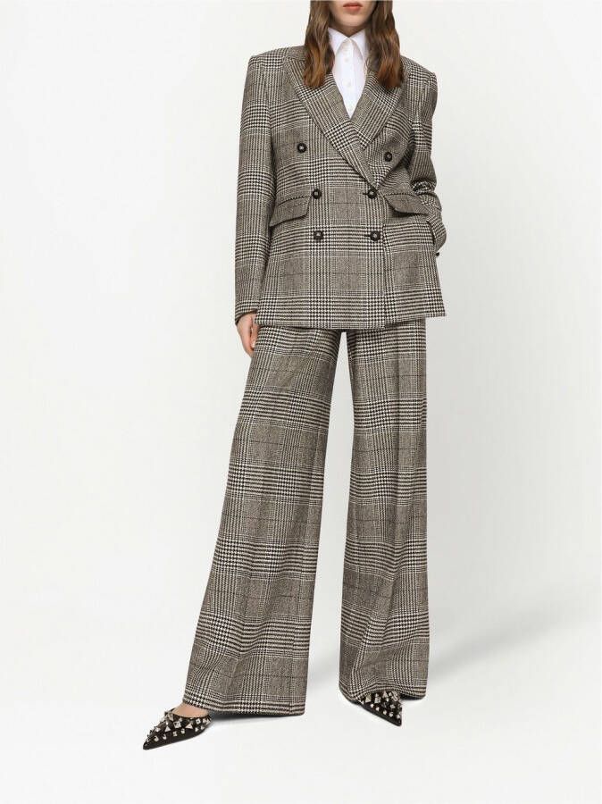 Dolce & Gabbana Flared geruite pantalon Grijs