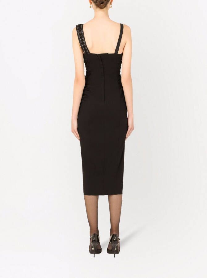 Dolce & Gabbana Mouwloze midi-jurk met veters Zwart