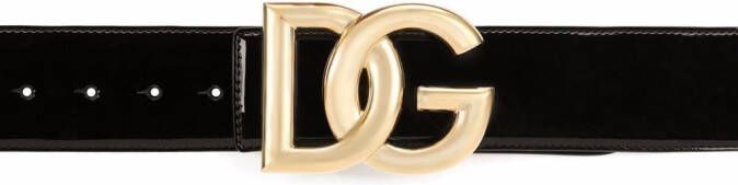 Dolce & Gabbana Lakleren riem met logo Zwart
