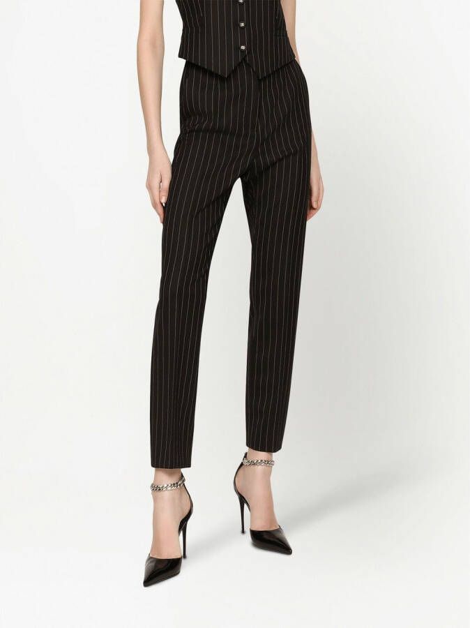 Dolce & Gabbana Twill broek met krijtstreep Zwart