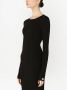 Dolce & Gabbana Midi-jurk met lange mouwen en logo-applicatie Zwart - Thumbnail 4