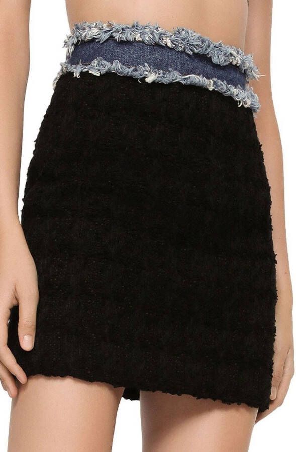 Dolce & Gabbana Tweed denim mini-rok Zwart