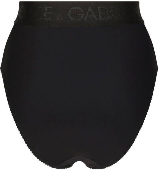 Dolce & Gabbana High waist slip met logoband Zwart
