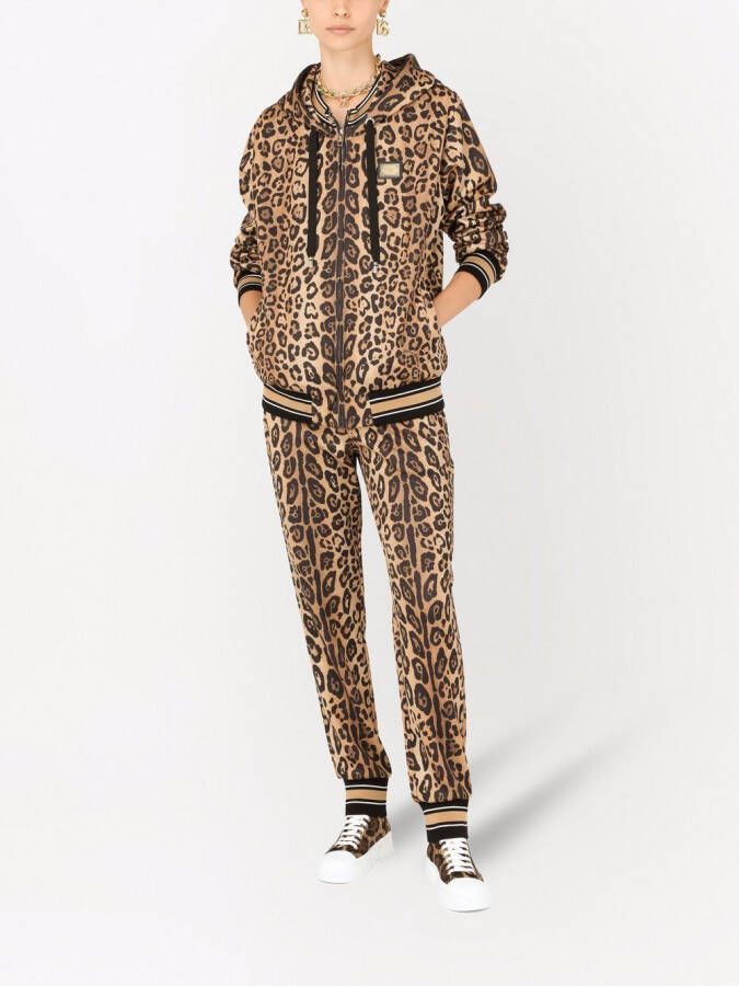 Dolce & Gabbana Hoodie met luipaardprint Bruin