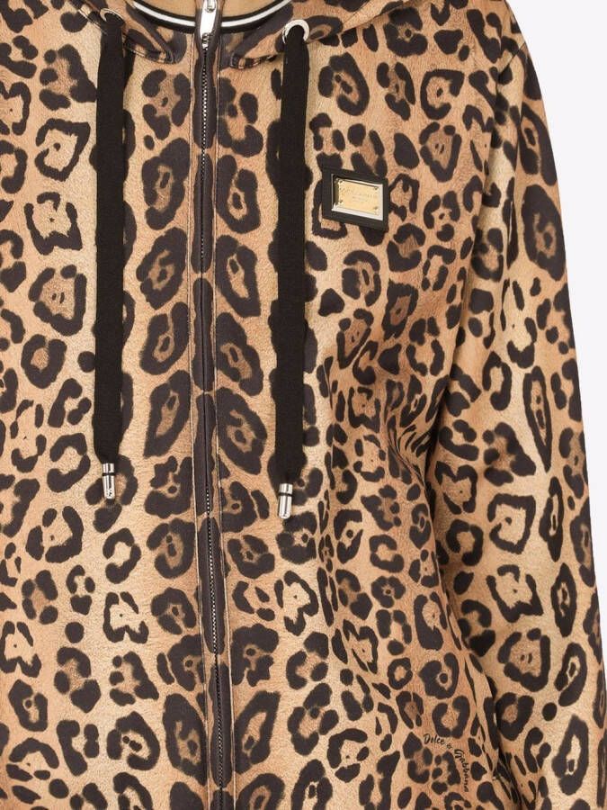 Dolce & Gabbana Hoodie met luipaardprint Bruin