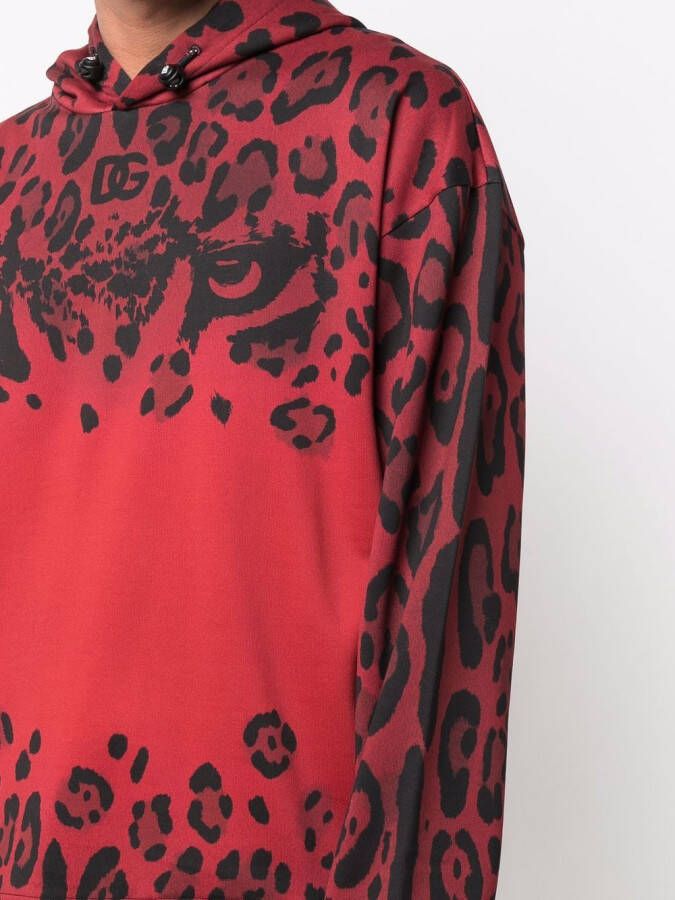 Dolce & Gabbana Hoodie met luipaardprint Rood