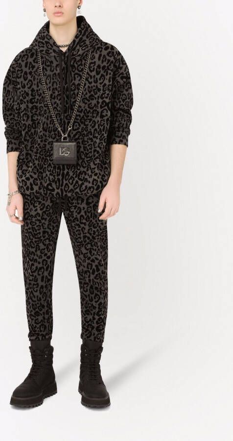 Dolce & Gabbana Hoodie met luipaardprint Zwart