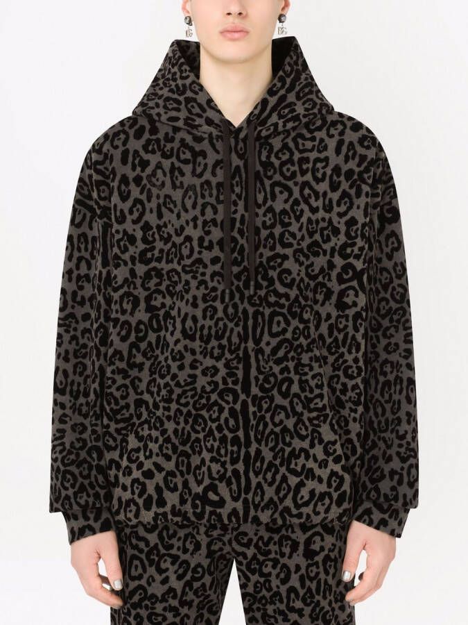 Dolce & Gabbana Hoodie met luipaardprint Zwart