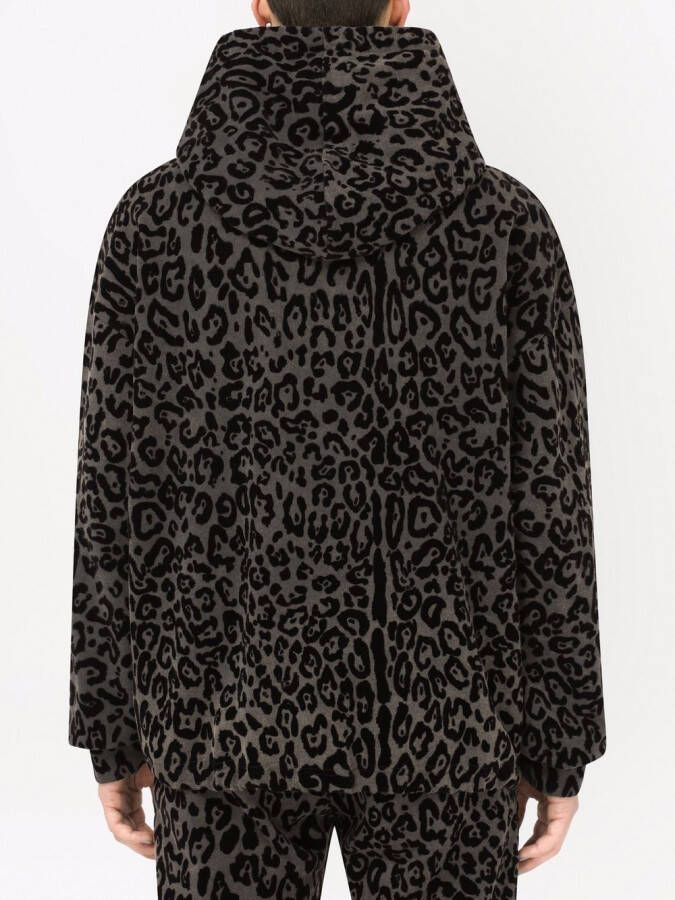 Dolce & Gabbana Hoodie met luipaardprint Zwart