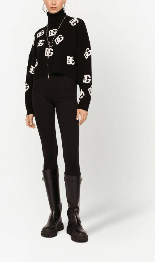 Dolce & Gabbana Cropped kasjmier trui met DG-logo Roze