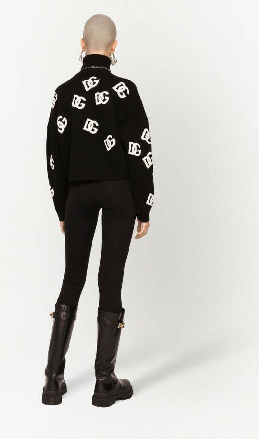 Dolce & Gabbana Cropped kasjmier trui met DG-logo Roze