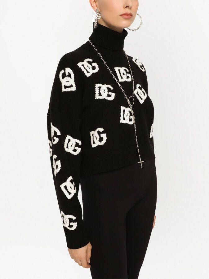 Dolce & Gabbana Cropped kasjmier trui met DG-logo Roze