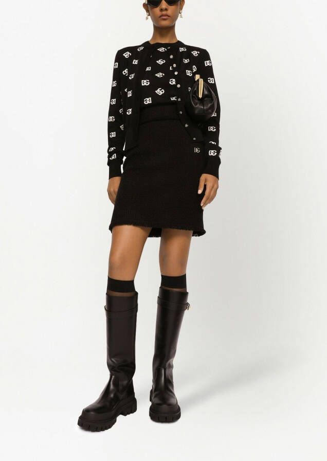 Dolce & Gabbana Vest van wol-zijde met DG-logo Zwart