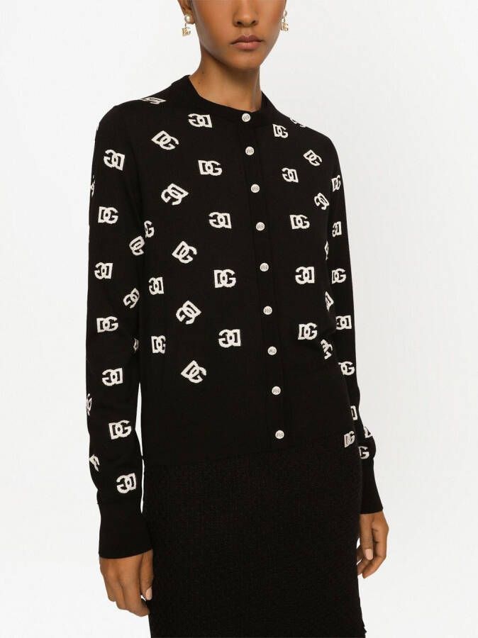 Dolce & Gabbana Vest van wol-zijde met DG-logo Zwart