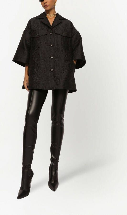 Dolce & Gabbana Korte cape met bloemen jacquard Zwart