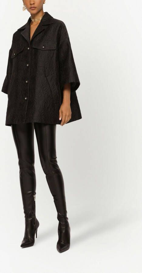 Dolce & Gabbana Korte cape met bloemen jacquard Zwart