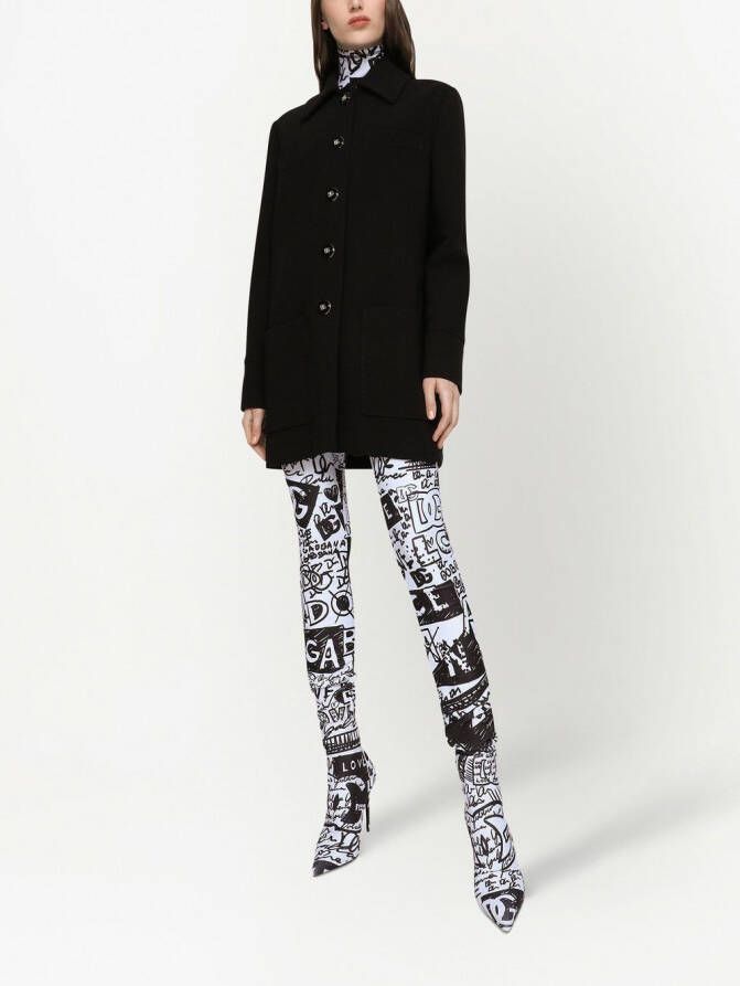 Dolce & Gabbana Crêpe sailorjas met knoop Zwart