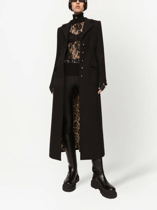 Dolce & Gabbana Crêpe mantel met enkele rij knopen Zwart