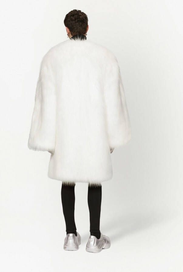 Dolce & Gabbana Jas van imitatiebont met enkele rij knopen Wit