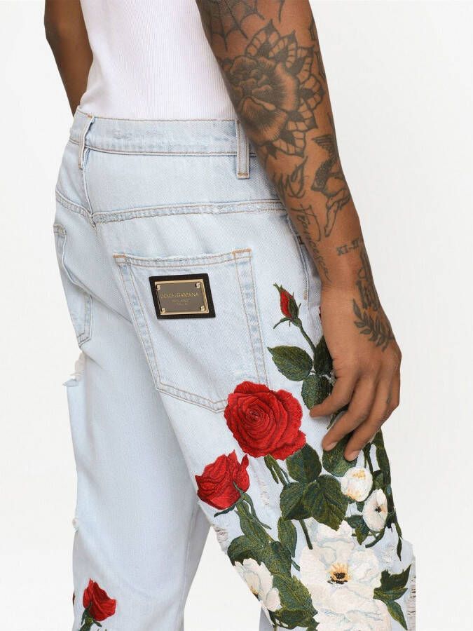 Dolce & Gabbana Jeans met bloemenprint Blauw