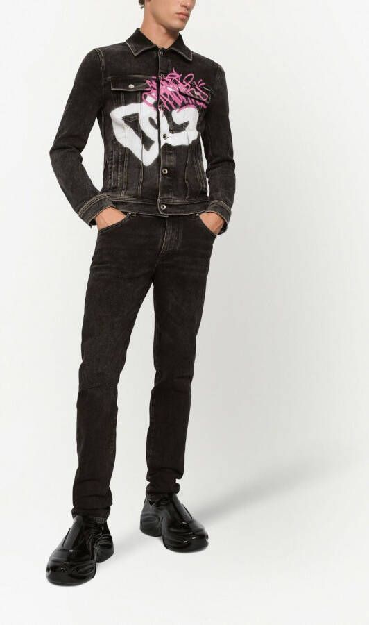 Dolce & Gabbana Jeans met graffiti-print Zwart