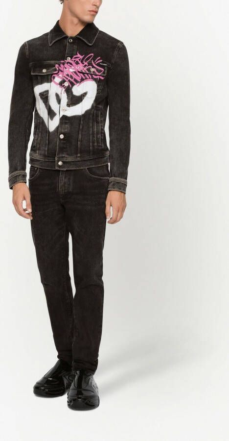 Dolce & Gabbana Jeans met graffiti-print Zwart