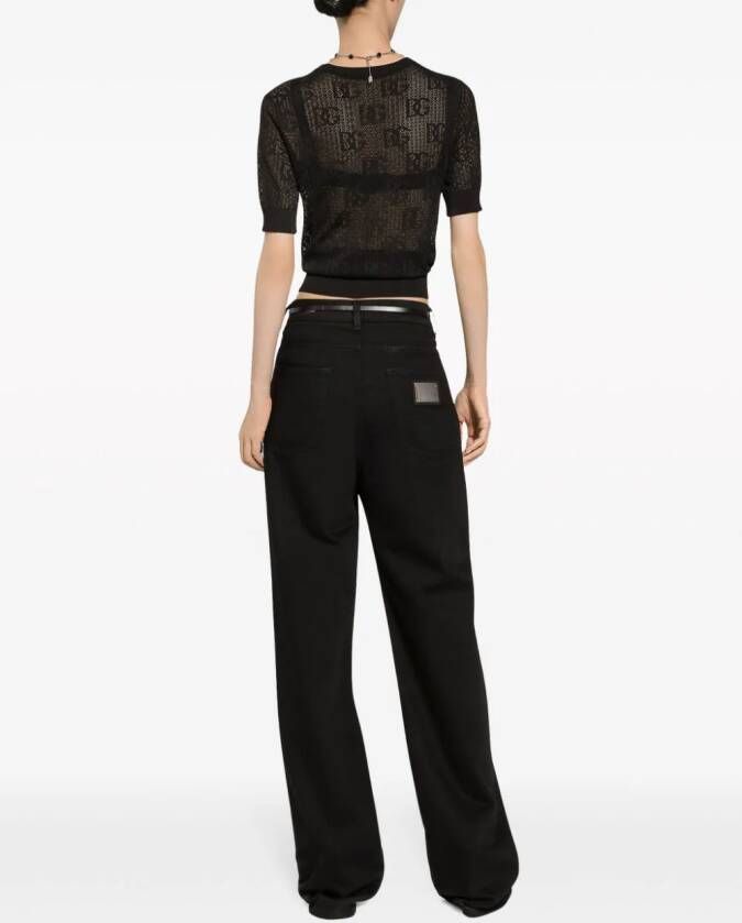 Dolce & Gabbana Jeans met logopatch en wijde pijpen Zwart