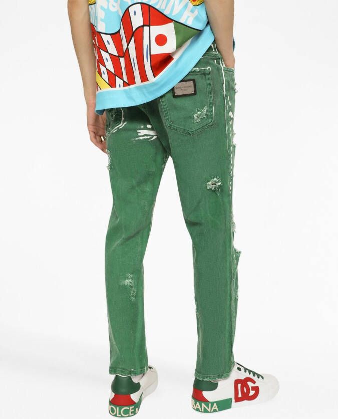 Dolce & Gabbana Jeans met logopatch Groen
