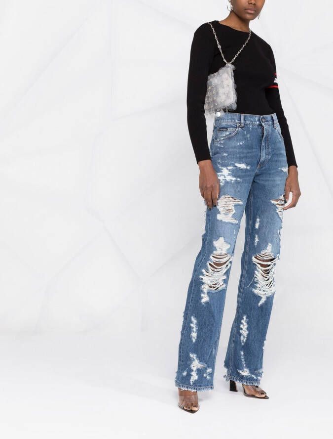 Dolce & Gabbana Jeans met logoplakkaat Blauw