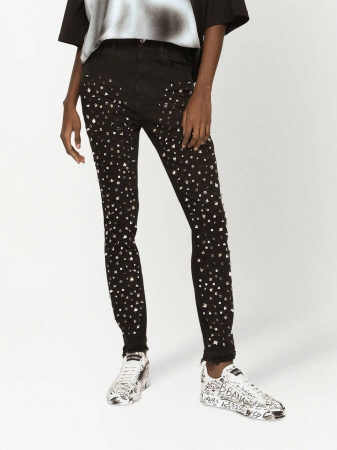 Dolce & Gabbana Audrey skinny jeans met studs Zwart