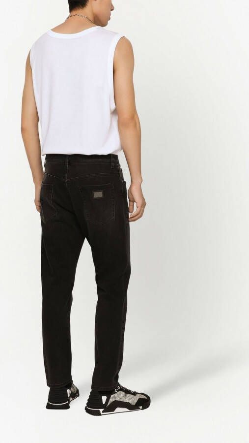 Dolce & Gabbana Jeans met logopatch en toelopende pijpen Zwart