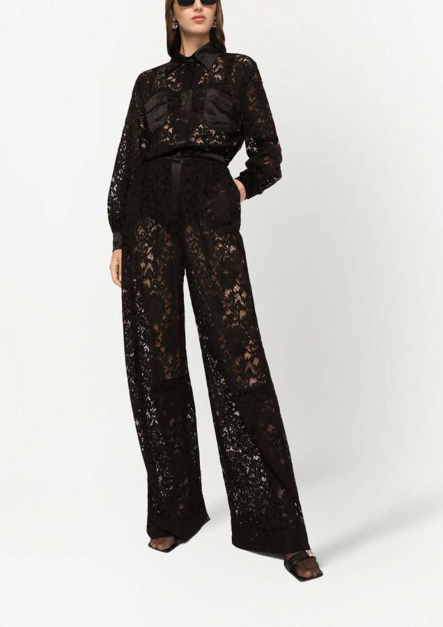 Dolce & Gabbana Jumpsuit met lange mouwen en kant Zwart