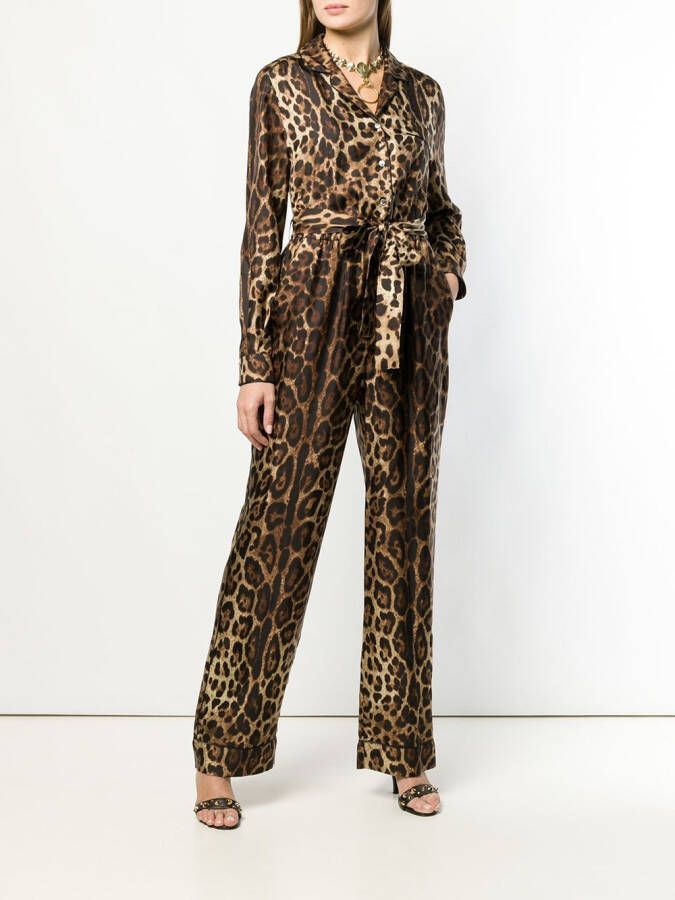 Dolce & Gabbana jumpsuit met luipaarddessin Bruin