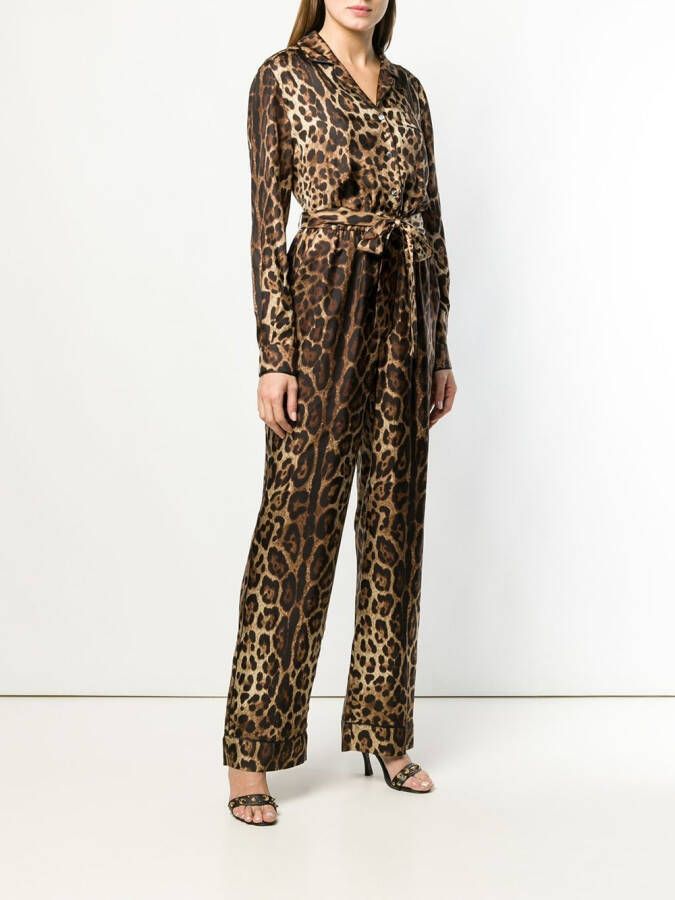 Dolce & Gabbana jumpsuit met luipaarddessin Bruin