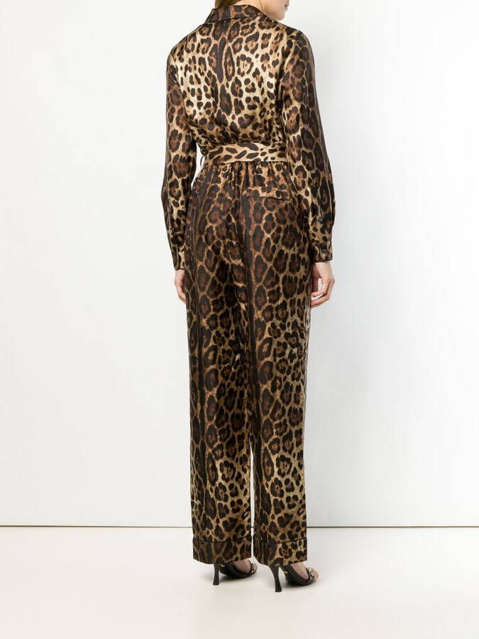 Dolce & Gabbana jumpsuit met luipaarddessin Bruin