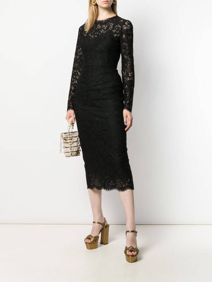 Dolce & Gabbana Jurk met bloemenkant Zwart